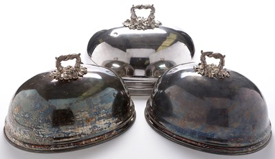 Lot 242 - Three silver plated meat domes