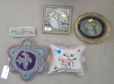 Lot 598 - Sweetheart cushion and others