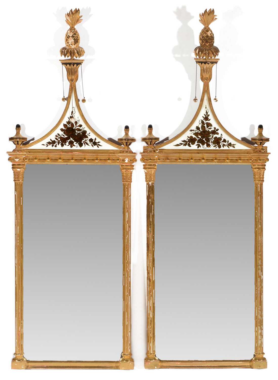 Lot 751 - A pair of modern reproduction gilt-framed pier glasses
