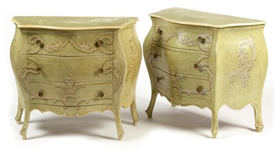 Lot 1142 - Pair of mid-20th Century bombe commodes