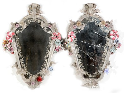 Lot 1145 - A pair of 19th Century Venetian wall mirrors