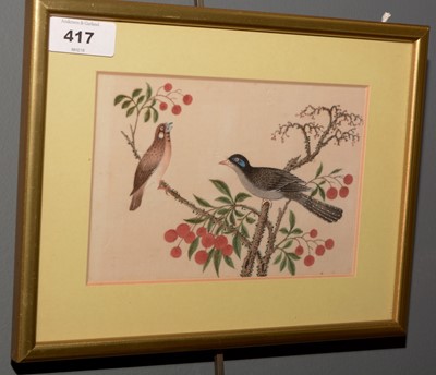 Lot 417 - Three Chinese floral pith paper paintings