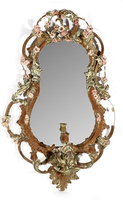 Lot 1154 - 19th Century gesso and painted girandole wall mirror