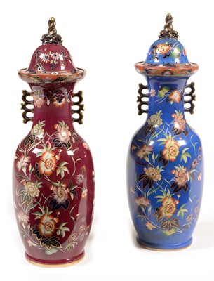 Lot 483 - Pair of Staffordshire earthenware vases