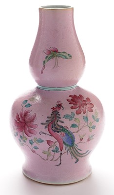 Lot 430 - Pair of Chinese famille rose vases and covers