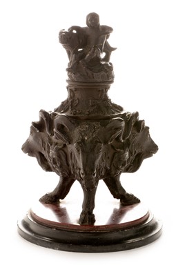 Lot 690 - 19th Century patinated bronze inkwell