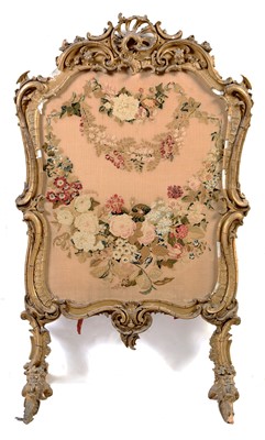 Lot 691 - 19th Century Chippendale style gilt gesso firescreen