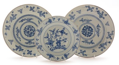 Lot 390 - Pair of Chinese blue and white plates, another.