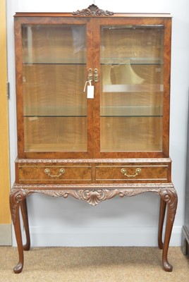 Lot 507 - 20th Century burr walnut display cabinet
