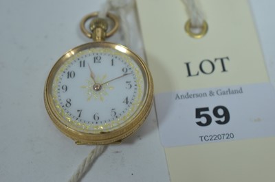 Lot 59 - 14ct yellow gold cased fob watch