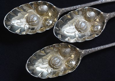 Lot 235 - Silver 'berry' spoons