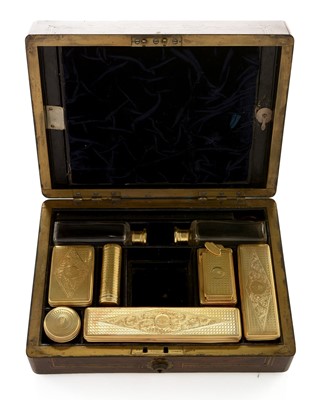 Lot 234 - Rosewood traveling case with silver gilt fittings