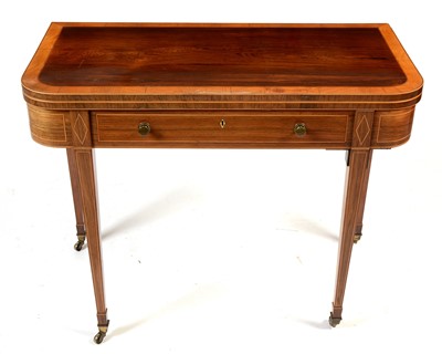 Lot 812 - 20th Century rosewood and satinwood banded card table