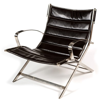 Lot 1247 - chrome and leather chair