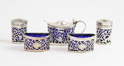 Lot 167 - A cased silver condiment set, by S Blanckensee & Son Ltd