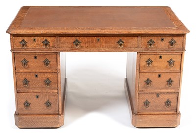 Lot 756 - Victorian oak desk stamped Bulstrode, Cambridge