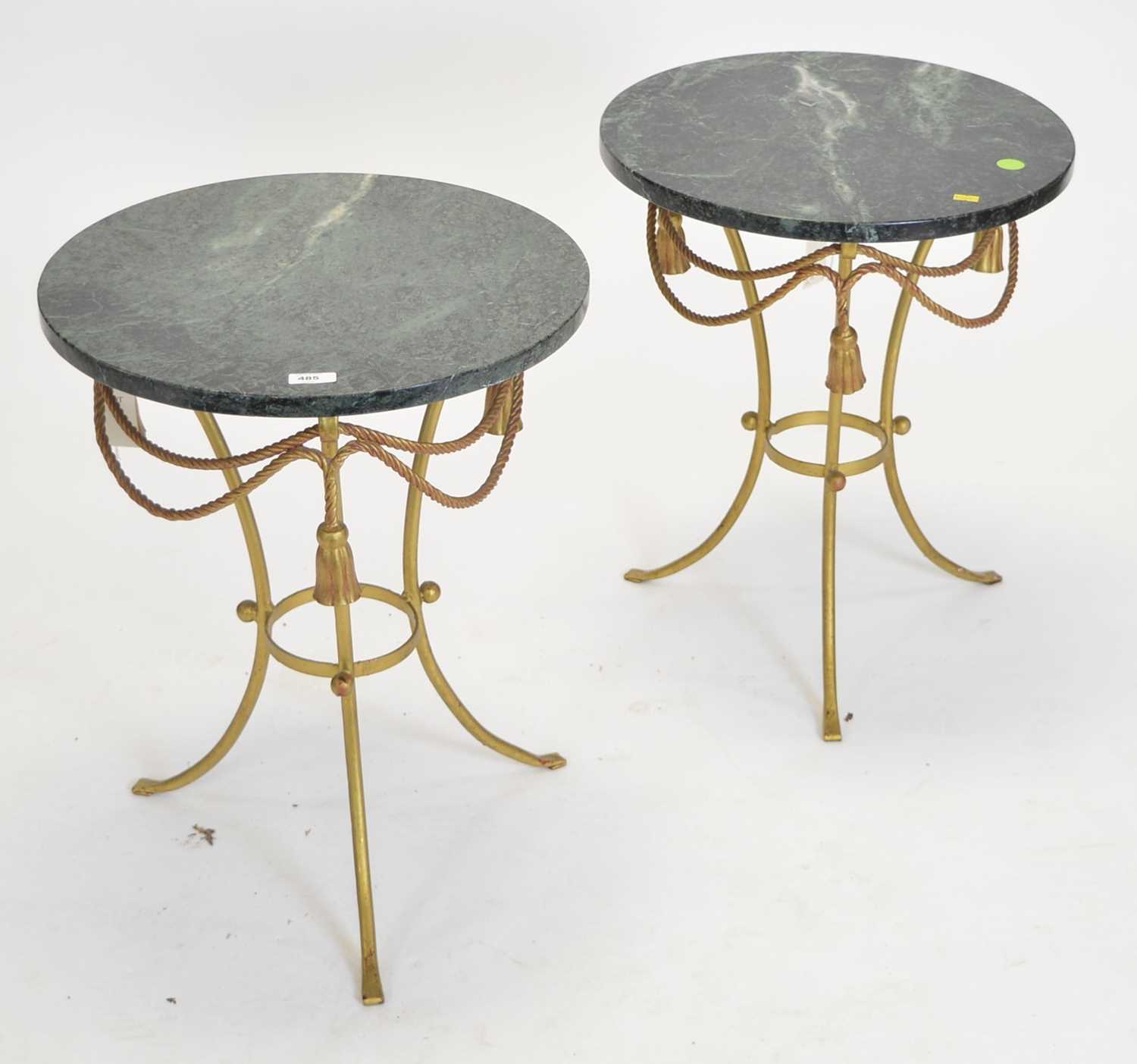 Lot 485 - Pair of 20th Cenutry marble topped tables
