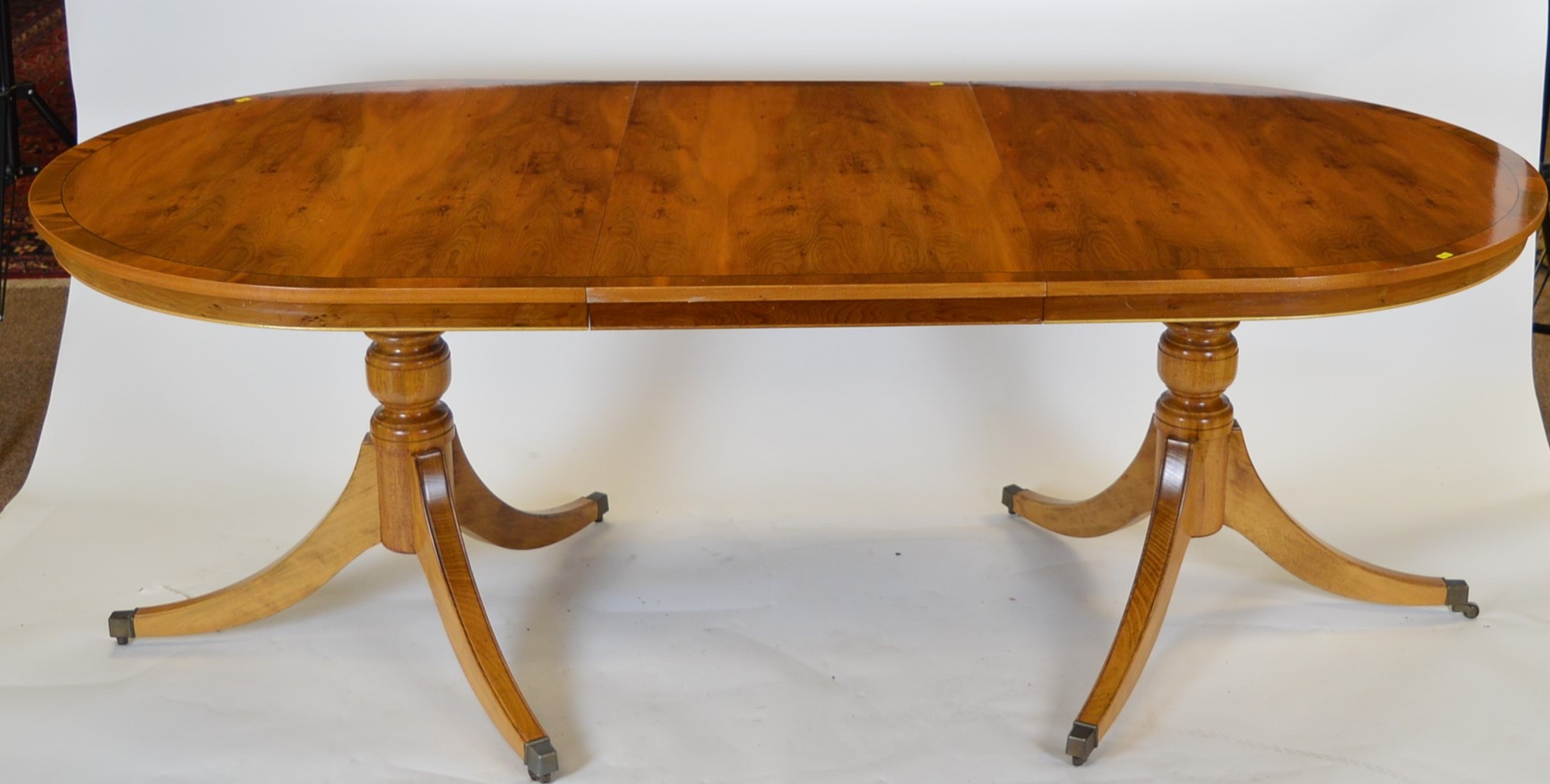 Lot 455 Modern yew pedestal dining table