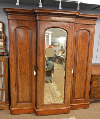 Lot 806 - A Victorian mahogany three door breakfront wardrobe