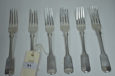 Lot 51 - Six silver table forks