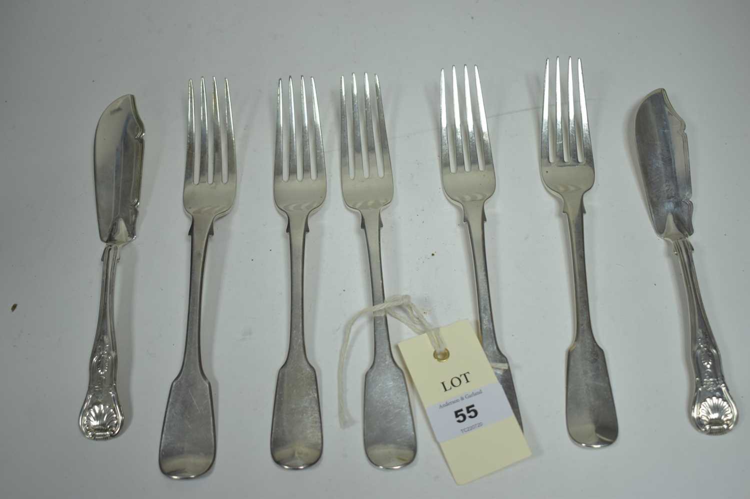 Lot 55 - Silver table forks and fish knives