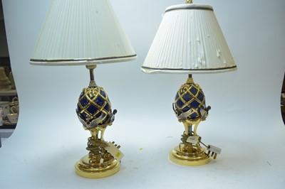 Lot 297 - Two Faberge Imperial Egg Lamps