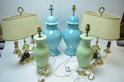 Lot 299 - Three pairs of table lamps