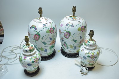 Lot 303 - Two pairs of Chinese table lamps