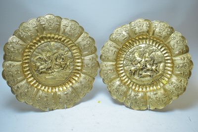 Lot 314 - A pair of gilt metal wall plaques