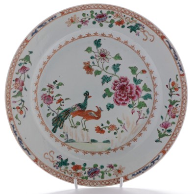 Lot 429 - Three Chinese famille rose plates