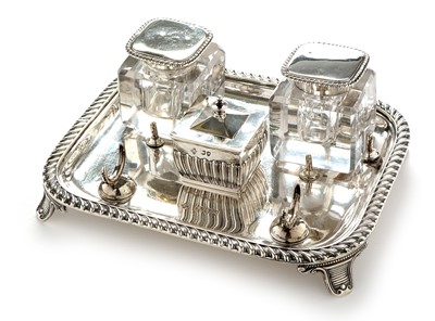 Lot 228 - A Victorian silver pen and ink stand