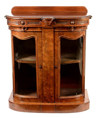 Lot 760 - A Victorian walnut bowfront side cabinet, the...