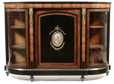 Lot 761 - Victorian walnut and ebonised credenza