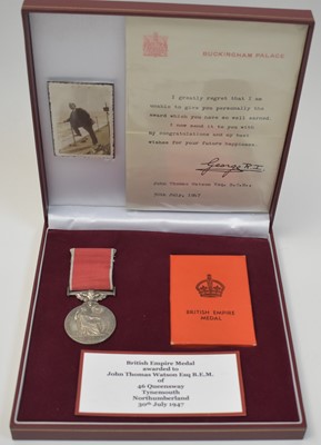 Lot 178 - British Empire Medal, Awarded to John Thomas...