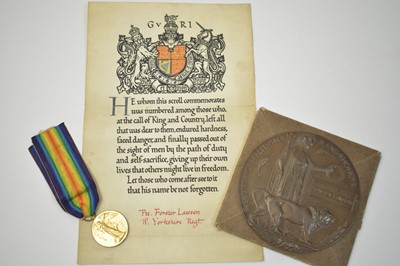 Lot 184 - Memorial Plaque and Victory Medal