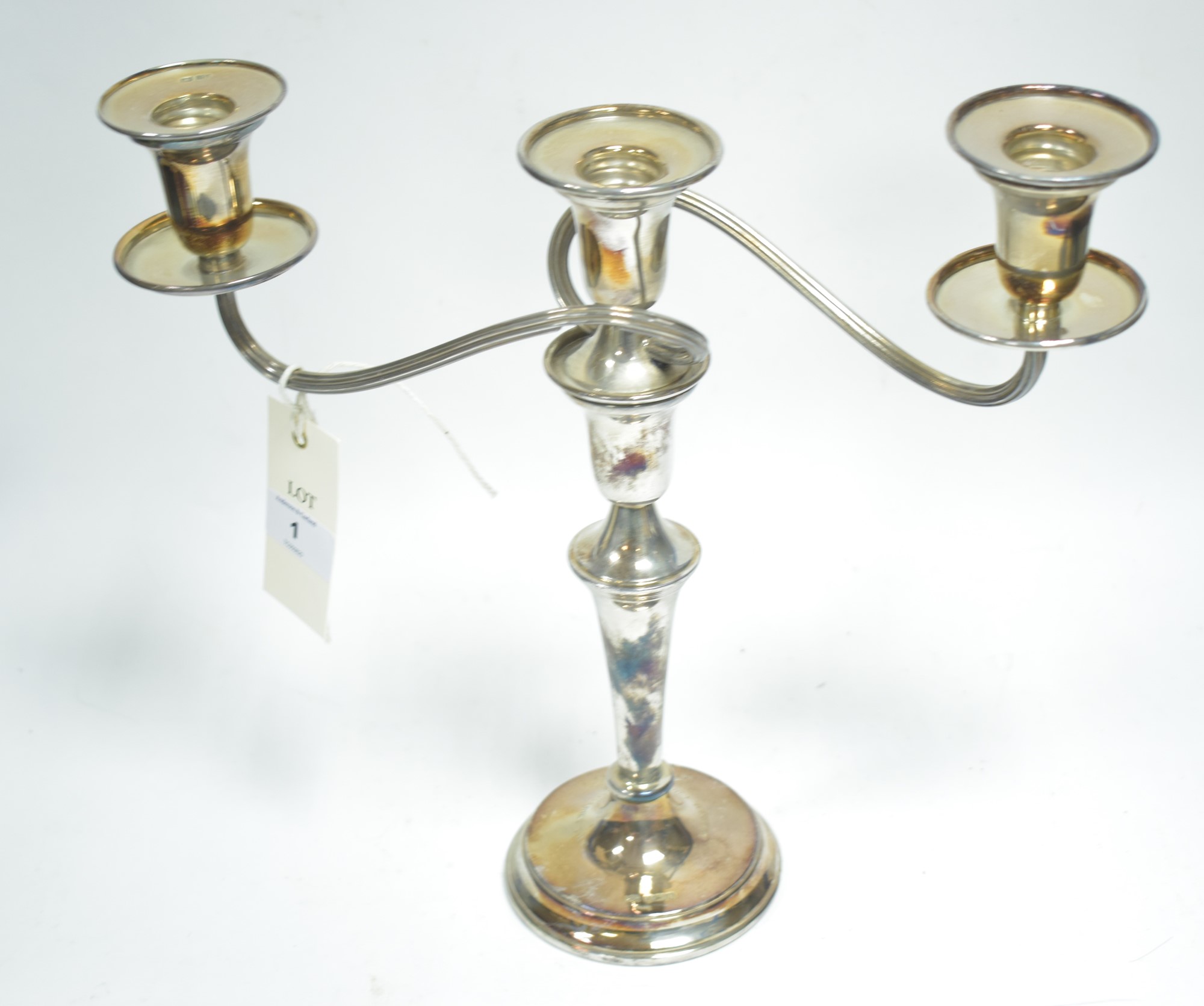 Lot 1 Silver candelabra