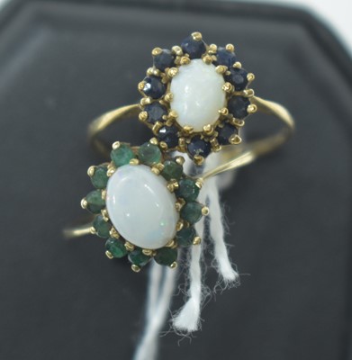 Lot 26 - Two opal cluster rings