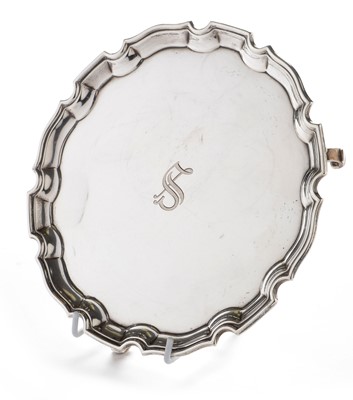 Lot 224 - A George V silver waiter by Addie Brothers