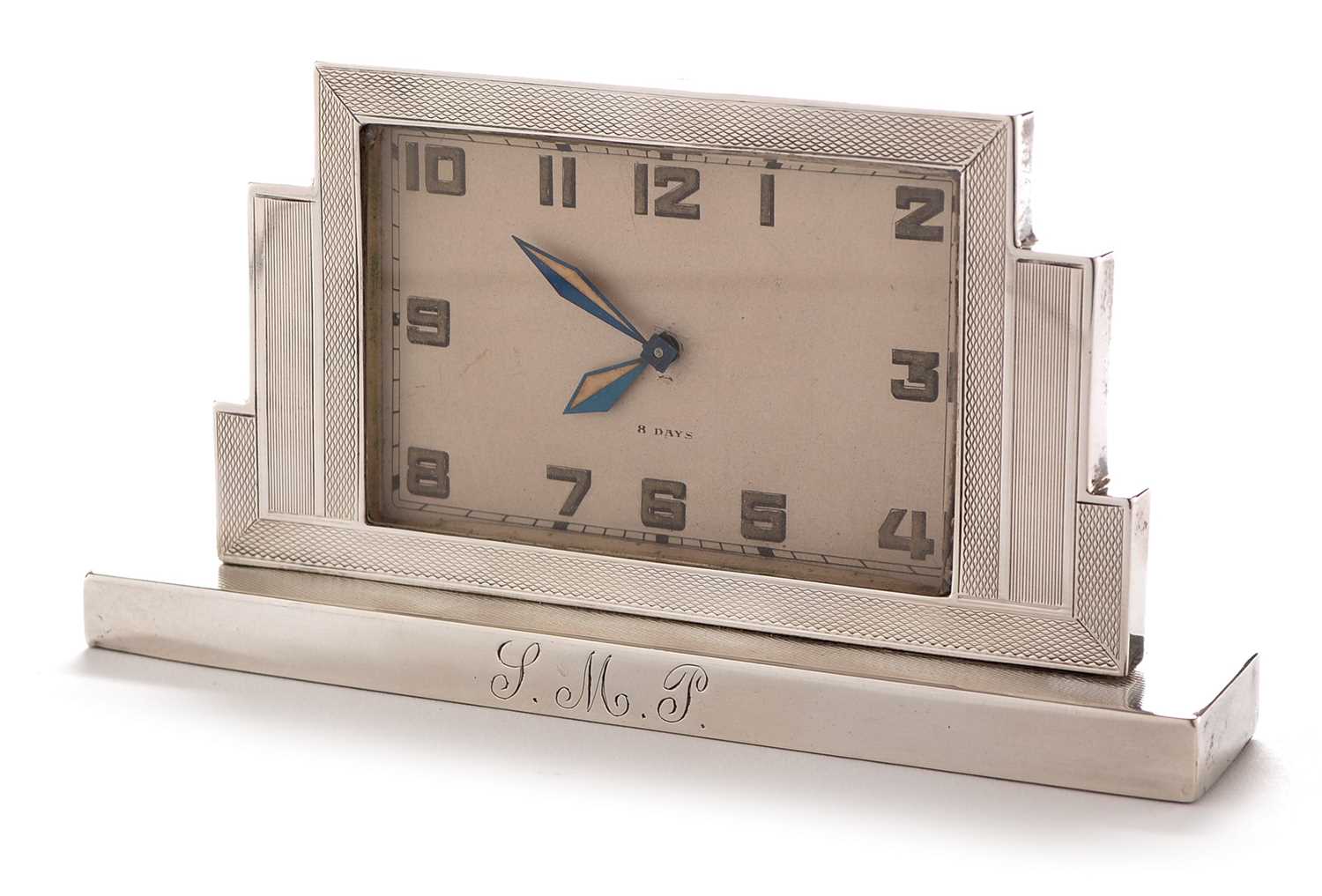 Lot 211 - Art Deco silver mantel clock