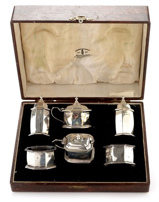 Lot 213 - Cased silver condiment set