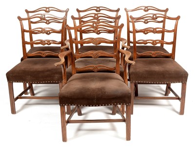 Lot 778 - Set of seven late 19th Century ladderback mahogany dining chairs