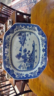 Lot 436 - Chinese blue and white meat plate Qianlong