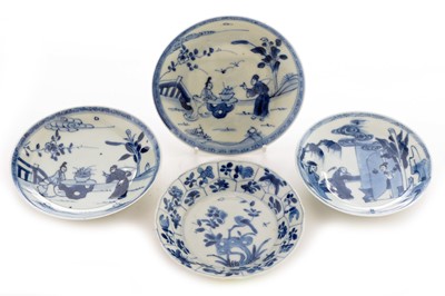 Lot 440 - four Chinese export blue and white saucers