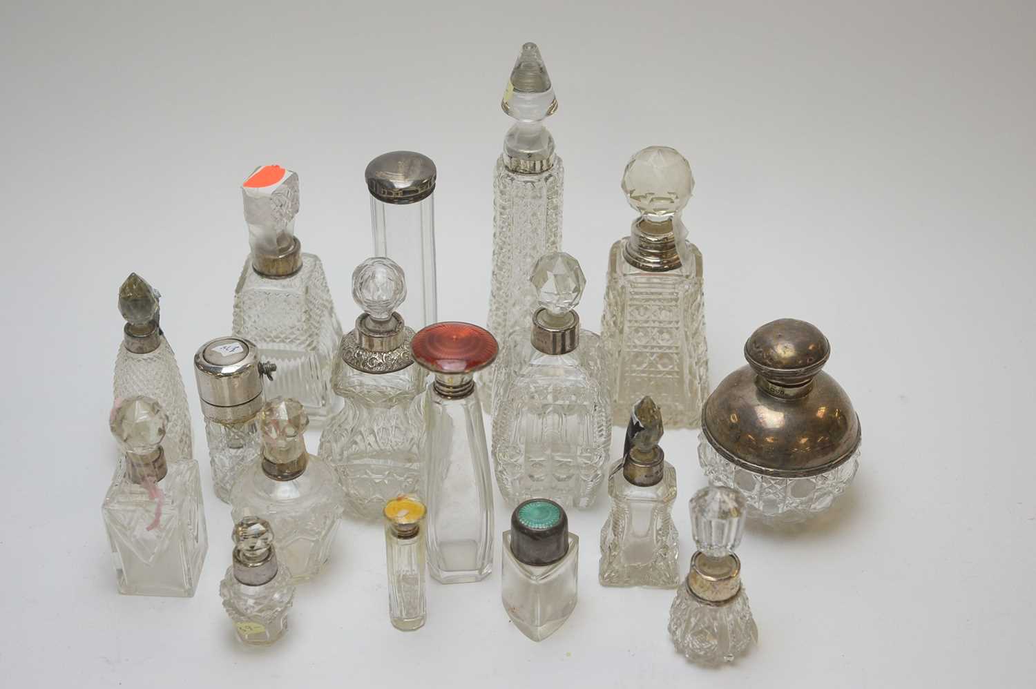 Lot 93 - Silver topped scent bottles