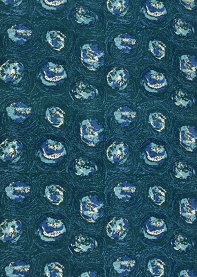 Lot 1120 - Fabric: Blue and green swirls