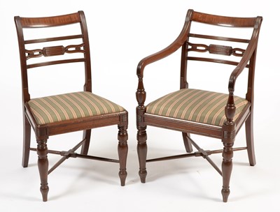 Lot 728 - Ten Regency style mahogany dining chairs