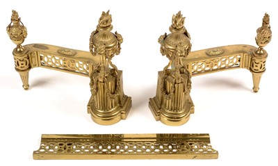 Lot 675 - Late 19th / early 20th Century brass andirons