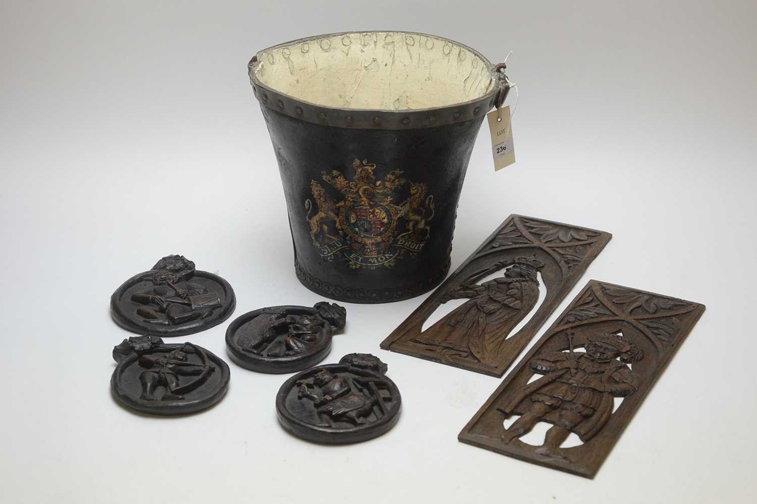 Lot 236 - Peat bucket and carvings