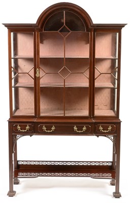 Lot 730 - Edwardian Chippendale style display cabinet