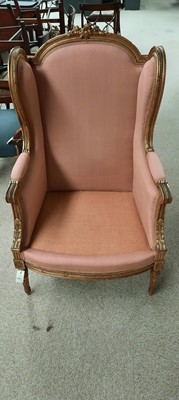 Lot 731 - Louis XVI style giltwood wingback armchair